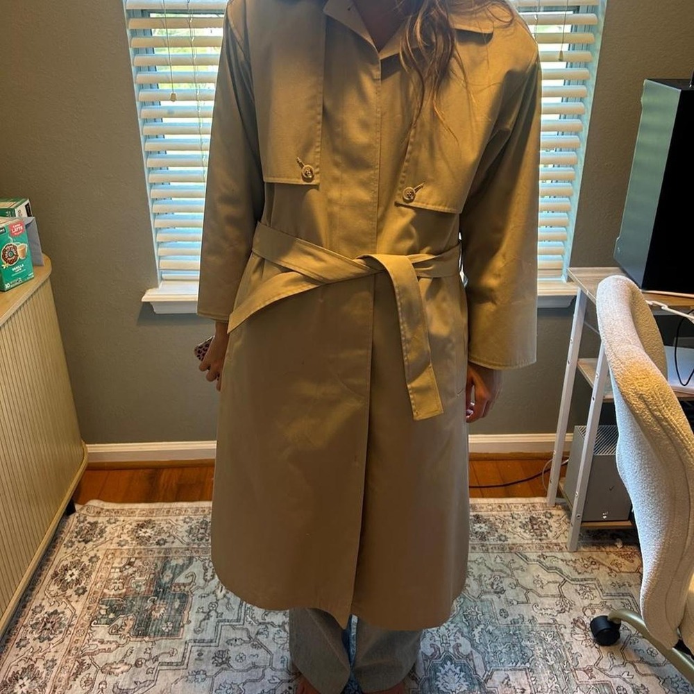 Vintage Gleneagles Trench Coat with Zip-Out Faux Fur Liner Tan Beige Size 10R